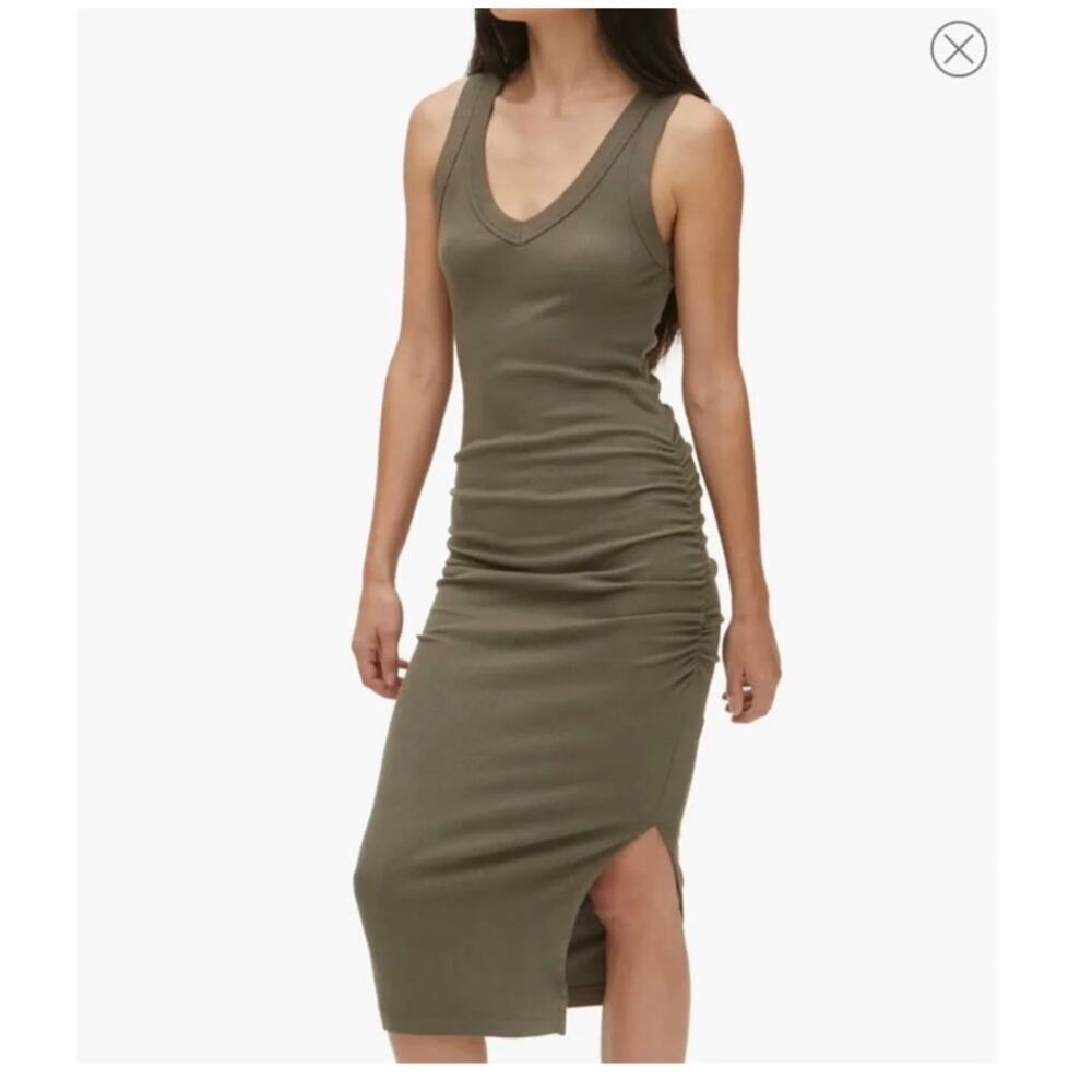 Michael Stars Ulla Scoop Neck Midi Dress Olive Dolma Size Small Made in USA